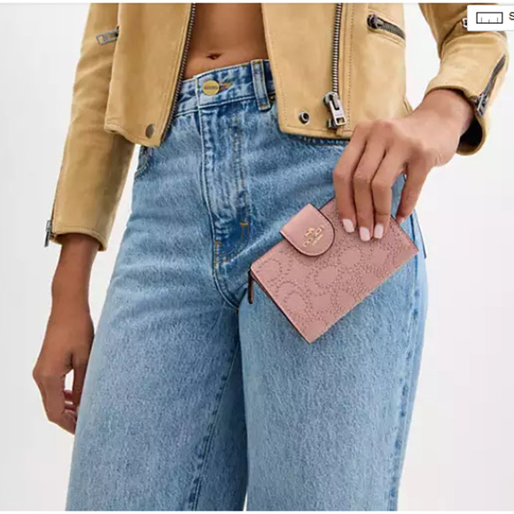 Coach Medium Corner Zip Wallet With Signature Rivets In Pink Petal NWT CX404 - Picture 6 of 6